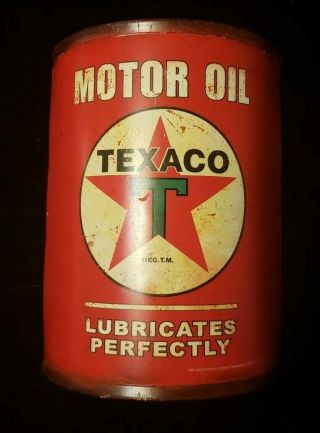 Texaco Motor Oil Can Shaped Metal 3 - D Embossed Advertising Sign 6” X 5 "