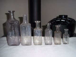 Rare Antique Set Of Six (fort Bragg,  California) Drug Store Pharmacy Bottle