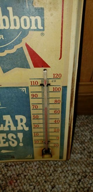 VINTAGE METAL PABST BLUE RIBBON BEER SIGN THERMOMETER. 3