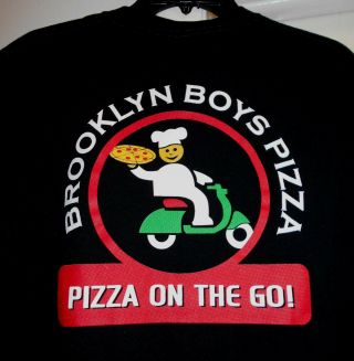 York Brooklyn Boys Pizza On The Go Delivery Chef On Scooter Shirt M
