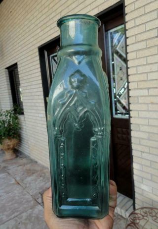 Large 11 ¾” Antique Cathedral Pickle Medium Emerald Green Iron Pontil Mid 1800’s