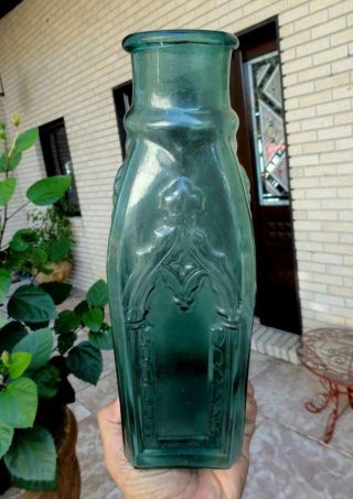 LARGE 11 ¾” antique CATHEDRAL PICKLE Medium Emerald Green IRON PONTIL mid 1800’s 3