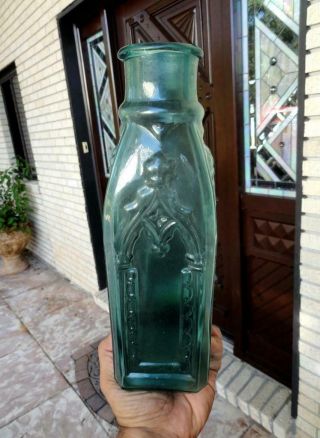 LARGE 11 ¾” antique CATHEDRAL PICKLE Medium Emerald Green IRON PONTIL mid 1800’s 4