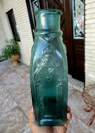 LARGE 11 ¾” antique CATHEDRAL PICKLE Medium Emerald Green IRON PONTIL mid 1800’s 7