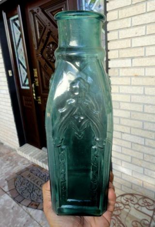 LARGE 11 ¾” antique CATHEDRAL PICKLE Medium Emerald Green IRON PONTIL mid 1800’s 8