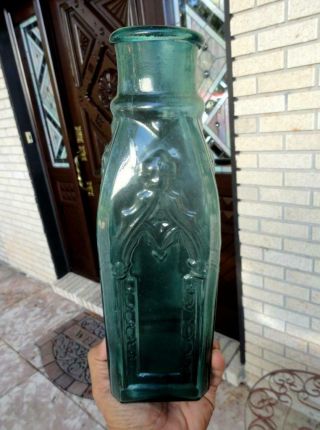 LARGE 11 ¾” antique CATHEDRAL PICKLE Medium Emerald Green IRON PONTIL mid 1800’s 9