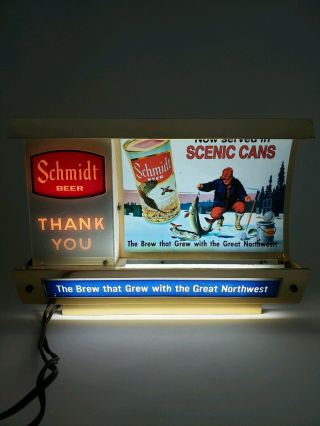 Schmidt Beer Scenic Cans Lighted Bartender Thank You Sign Ice Fishing MN 2