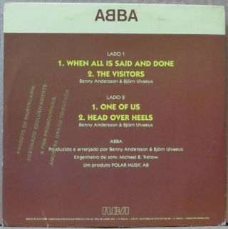 ABBA 1982 “When All Is Said And Done/One Of Us” PROMO EDITION PS 7” EP 45 BRAZIL 2