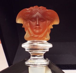 Rosenthal Versace Amber Medusa Glass Wine Bottle Stopper Perfect Orange
