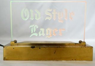 Rare 1940s Old Style Lager Beer Metal Counter Display Lighted Sign Rainbow Glow