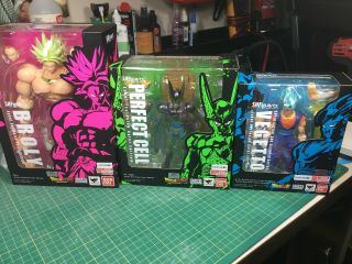 Sdcc 2018 Tamashii Nations Exclusive Set Of 3 S.  H.  Figuarts Broly Vegito Cell