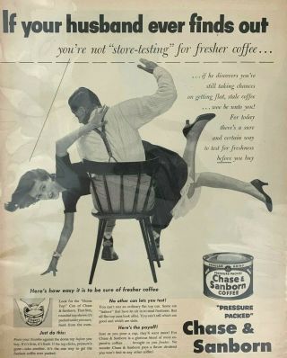 Chase & Sanborn Coffee Advertisement Sexist Spanking 1950 