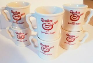6 VTG QWIKEE DONUTS Diner Style Heavy Ceramic Coffee Mug Cup SHENANGO CHINA 2