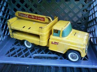 Vintage Buddy L Yellow Coca - Cola Pressed Metal Toy Truck C.  1960