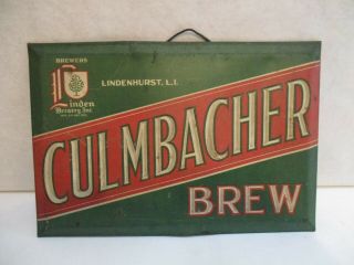 Antique Linden Brewery Inc.  Lindenhurst,  Long Island,  Ny - Culmbacher Brew Sign