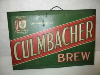 Antique Linden Brewery Inc.  Lindenhurst,  Long Island,  NY - Culmbacher Brew Sign 2