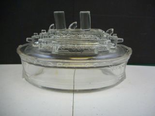 Vintage Clear Glass Battleship " Remember The Maine " Candy Dish