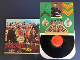 Beatles Sgt Pepper Lonely Hearts Band Gatefold Orange Lp Vinyl Vg,  /vg,  W Insert