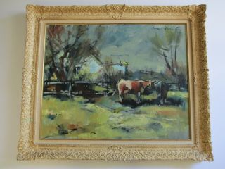 Finest Sergei Bongart Masterful Painting American Impressionist Landscape Cows