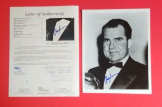 Richard Nixon Former President Authentic Signed 8 " X 10 " Photo Jsa Loa Psa