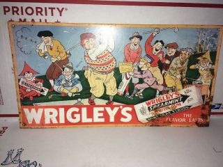 Vintage Wrigley’s Spearmint Gum Tin Sign Golfers - Rare