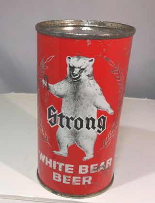 Strong White Bear Vintage Flat Top Beer Can real deal 3
