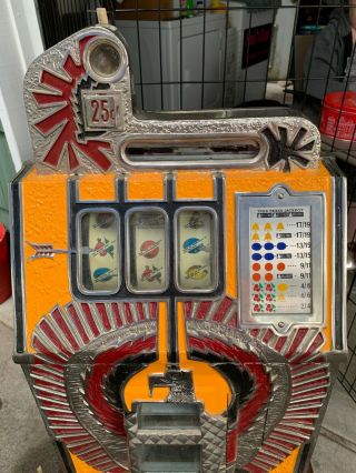 " Antique " Slot Machine.  Mills War Eagle Style On Wood Base