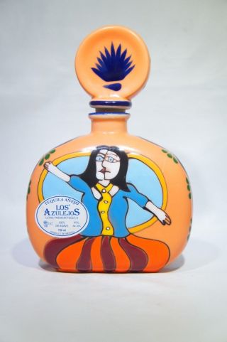Los Azulejos Picasso Rare Tequila Bottle Anejo Empty With Cork Cap 750ml