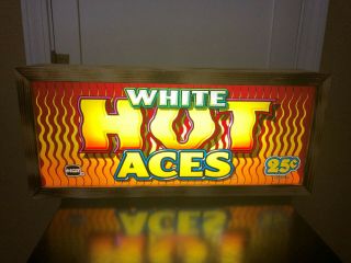 White Hot Aces Slot Machine Glass Lighted Box Casino Sign Gambling Light Led