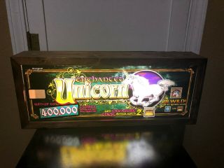 Enchanted Unicorn Slot Machine Glass Lighted Box Casino Sign Man Cave Gambling