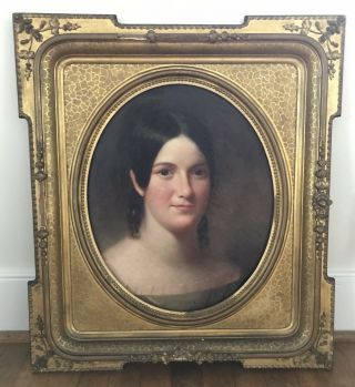 Nineteenth Century Giltwood Framed Oil Painting,  Vintage Antique Portrait