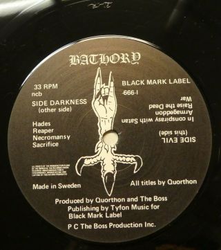 BATHORY Bathory LP - 1984 YELLOW GOAT 1st press SWEDEN Black Metal Rp643 2