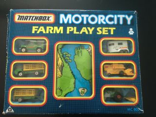 Vintage Matchbox Mortorcity Farm Set Boxed Completed Very Rare Collectable