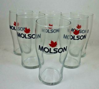 Set Of Six Molson Canadian Maple Leaf Glasses 20oz - Tulip Style