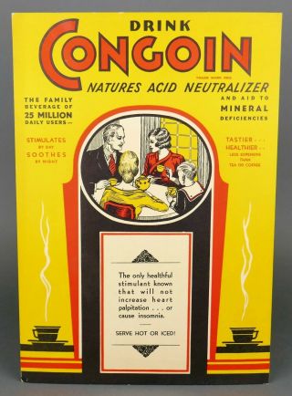 Vtg 1930s Art Deco Congoin Stimulant Energy Drink Advertising Poster