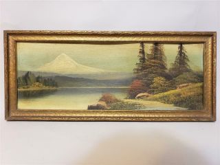 Antique Oil Painting American ROBERT WOOD Mt.  Hood Oregon Landscape 6