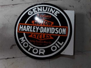 Harley Davidson Porcelain Sign 24 Inches And Harley Davidson Flange 10x16 Inch