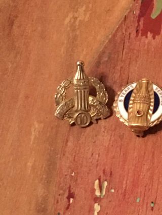 6 Coca Cola Service Pins 10k gold with Diamonds Rubies and Pearls.  5,  10,  30 yr 10