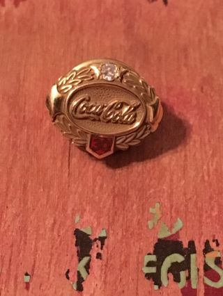 6 Coca Cola Service Pins 10k gold with Diamonds Rubies and Pearls.  5,  10,  30 yr 2