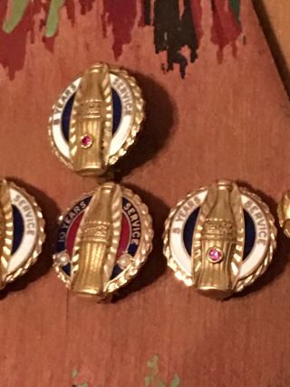 6 Coca Cola Service Pins 10k gold with Diamonds Rubies and Pearls.  5,  10,  30 yr 9
