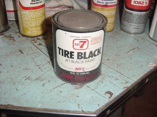 Vintage Tin Can No 7 Tire Black Jet Black Paint 3/4 Full 15oz Rare Gas/oil Decor