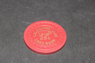 Rare California Club 25 Cent Casino Chip Rated Q