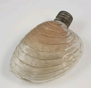 Rare Antique Figural CLAM SHELL WHISKEY FLASK CAP Foust Distillery Glen Rock PA 2
