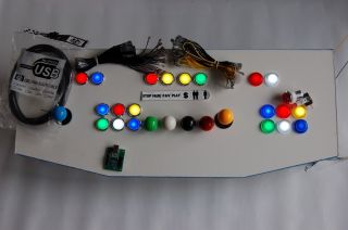 Mame Multicolor Control Panel Led Illuminated Bundle Kit 2 Joysticks,  20 Buttons