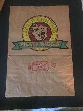 Vintage Grocery Brown Paper - Bag Sack Piggly Wiggly,