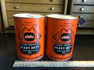 Vintage Spectro Heavy Duty Motorcycle Oil – Empty Oil Can Banks - (2)