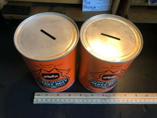 Vintage Spectro Heavy Duty Motorcycle Oil – Empty Oil Can Banks - (2) 4