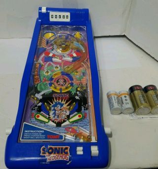 Vintage 1992 Sonic The Hedgehog Tabletop Arcade Pinball Machine With Batteries