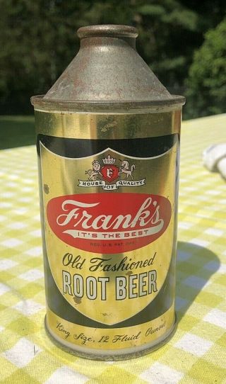 Franks Old Fashioned Root Beer Pre - Zip Cone Top Soda Can
