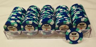 Paulson Pharaoh Blue " Ncv " Non - Denomination Poker Chips (100)
